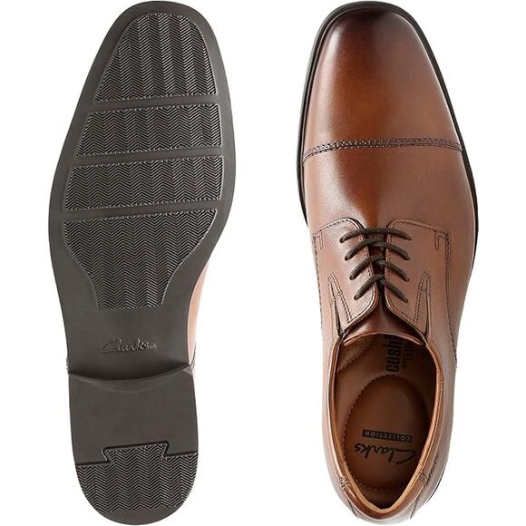 NWT Clarks Men\'s Tilden Cap Oxford Shoe Dark Tan Leather 8.5 M main image 4